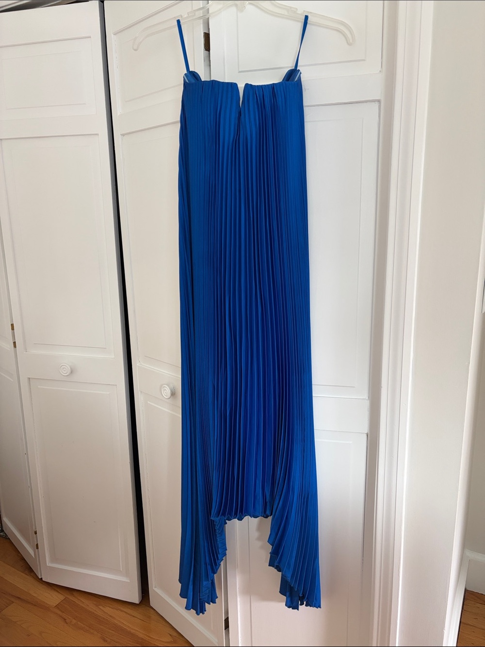 Royal Blue Pleated Asymmetric Maxi dress gown